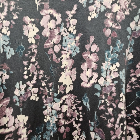 J.Jill Pure Jill Long Sleeve Shirttail Tee PurpleGray Floral Print Women’s Large - Picture 4 of 9